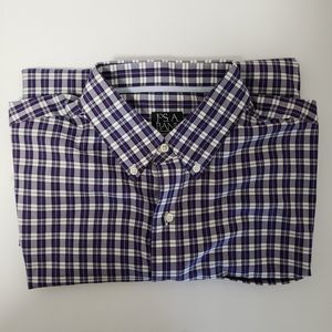 Jos A Bank Mens Wrinkle Free Signature Collection Shirt Size L Large Blue Purple